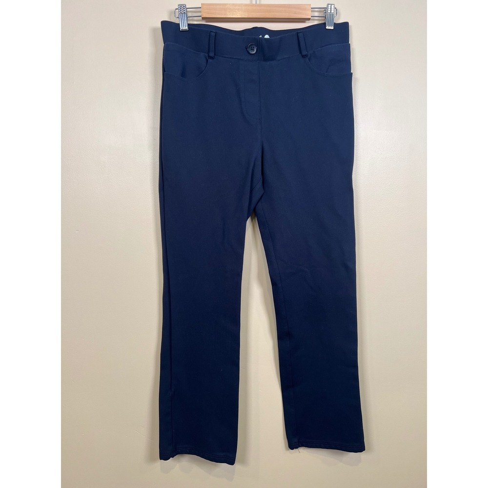 Betabrand Dress Pant Yoga Pants Womens L Navy Straight Leg Stretch Workwear